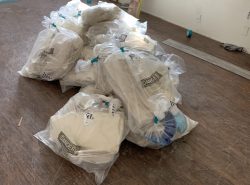 Asbestos bags with waste